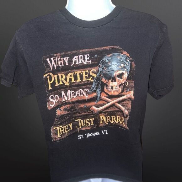 Vintage Delta Magnum Weight St. Thomas Virgin Island Pirate T Shirt Kids Large - Picture 1 of 4